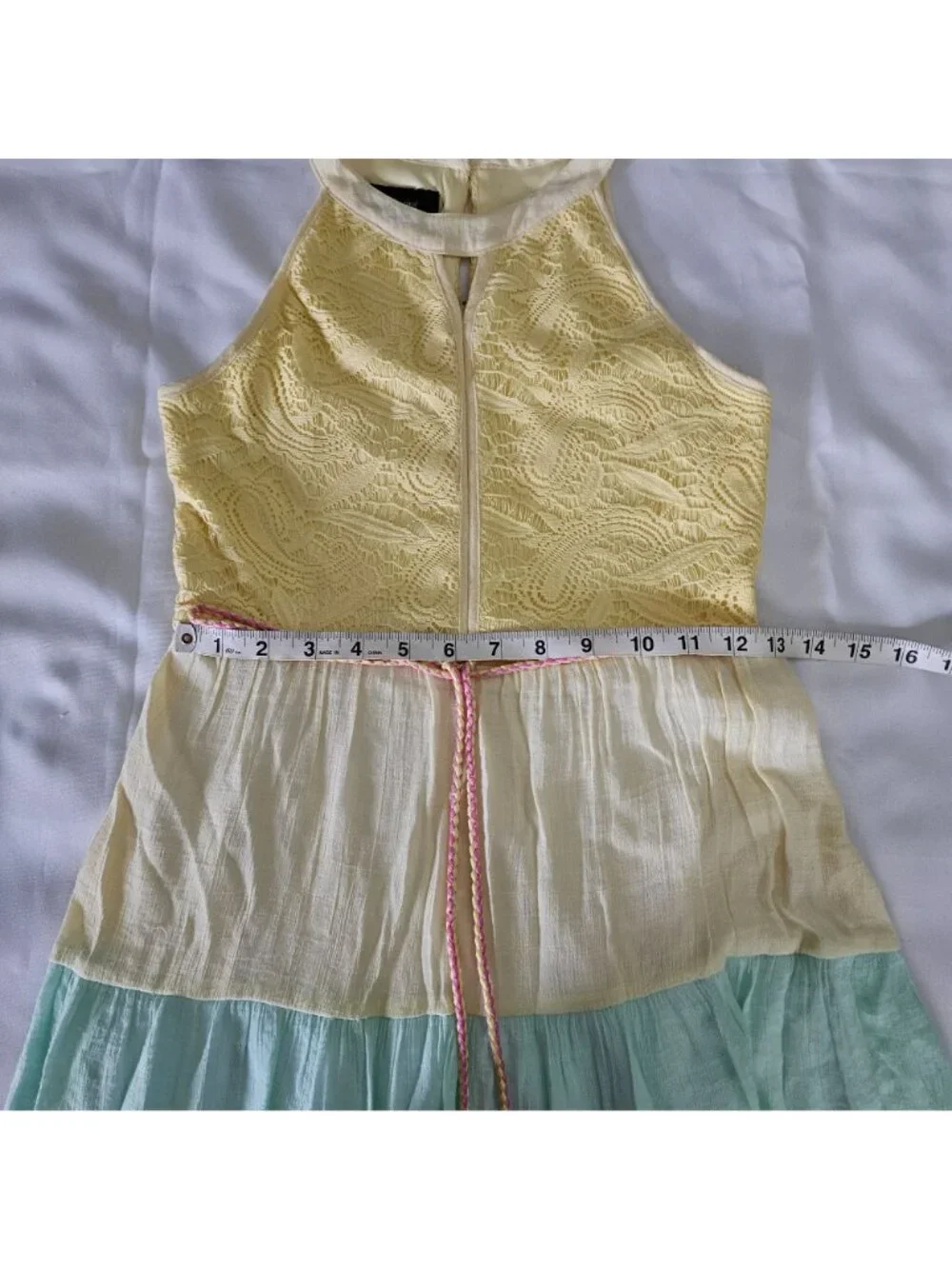 In Girl Women's Halter Neck Yellow Blue Pink Color Block Maxi Dress Size 12 - Picture 12 of 13
